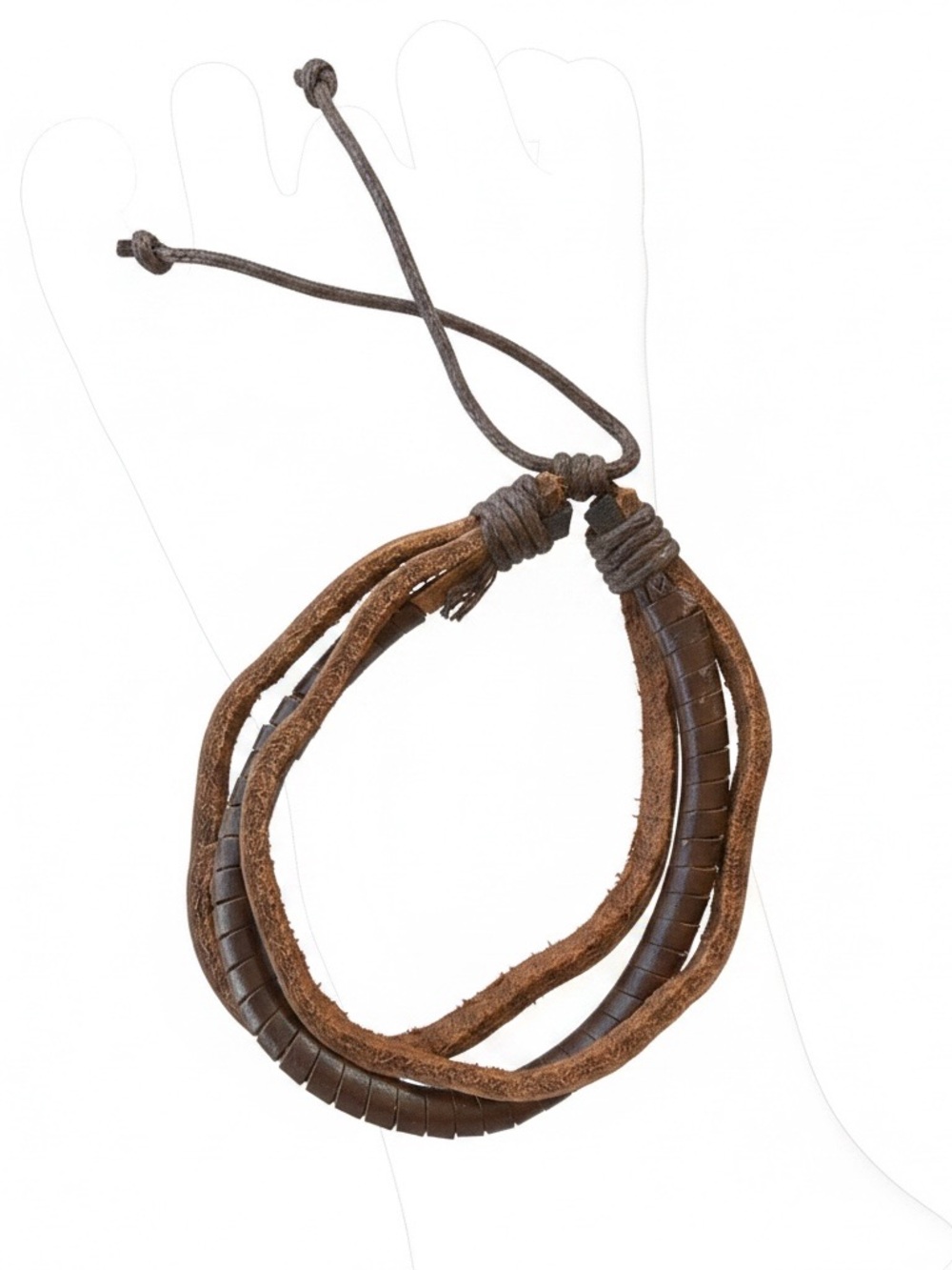 Adjustable Brown Leather Multi-Strand Men's Bracelet
